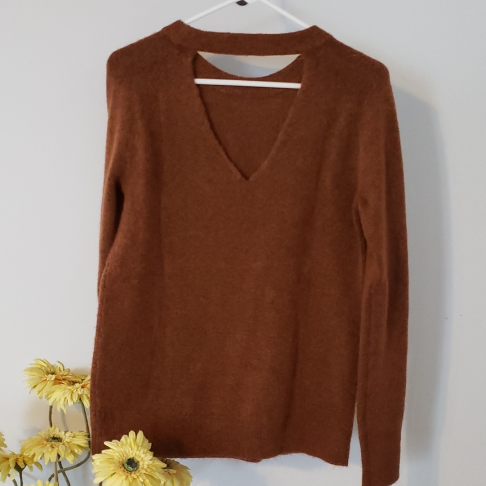 LOFT Brown V-Neck Long Sleeve Sweater